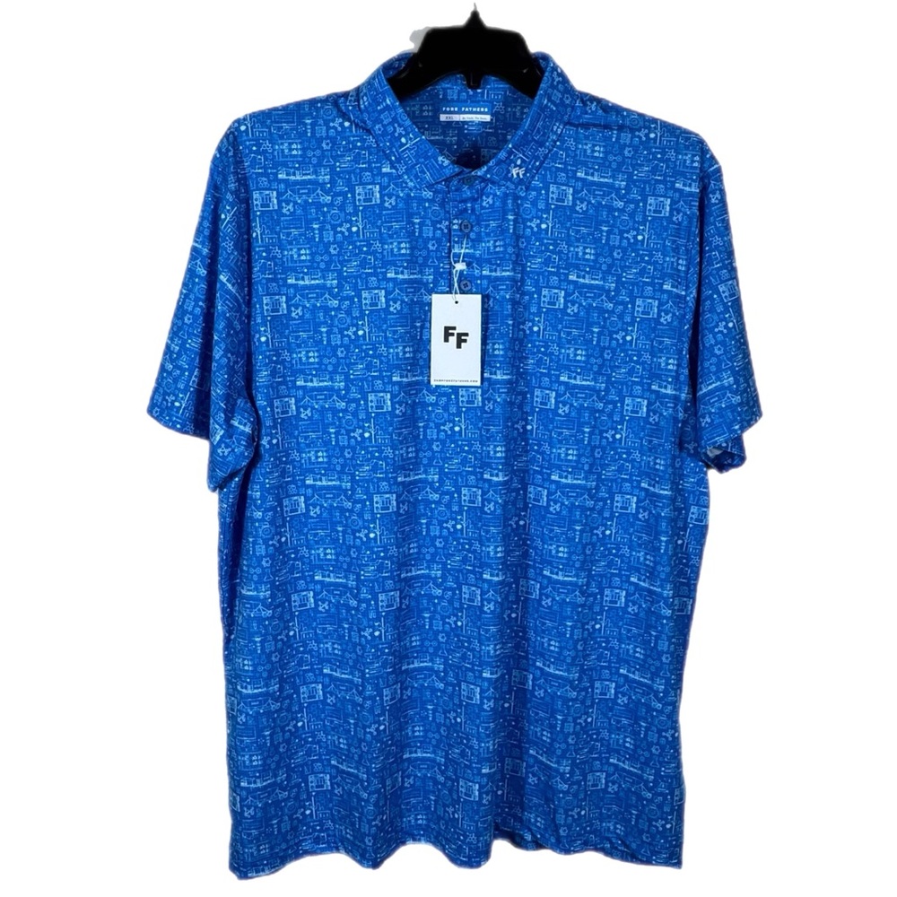 Fore Fathers Performance Polo XXL Blue Soft Breathable Fabric Chemical Print